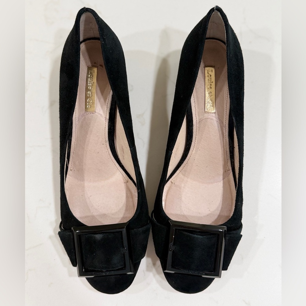 Louise et Cie Black Suede Heels with Buckle